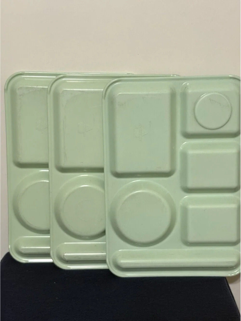 Set Of 3 Vintage Arrowhead Mint Green Lunch Cafeteria Trays Made In USA 14”x10”